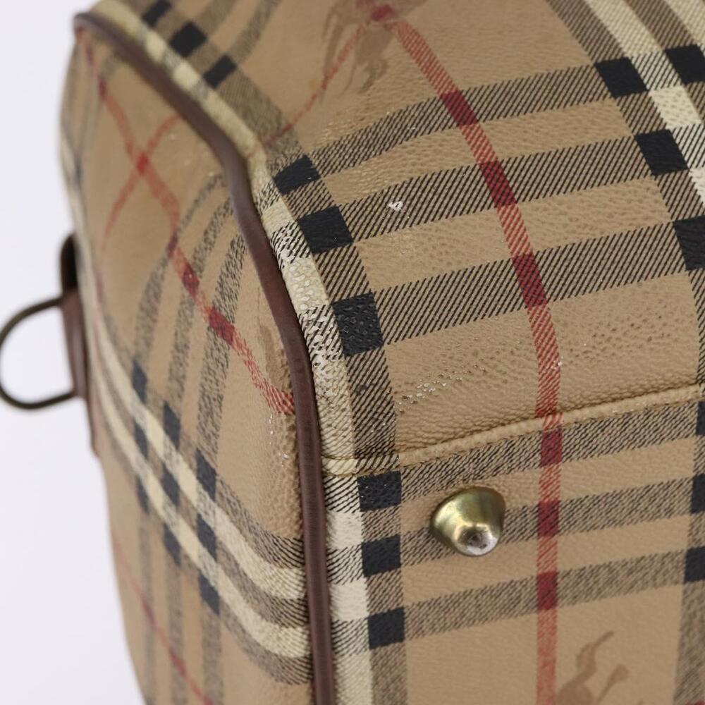 Burberrys Nova Check Boston Bag PVC Beige Gold Auth gh919 - Picture 9 of 16